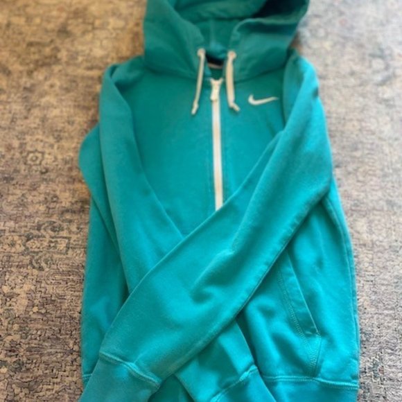 Nike Teal and White Zip Up Hoodie - Picture 1 of 9